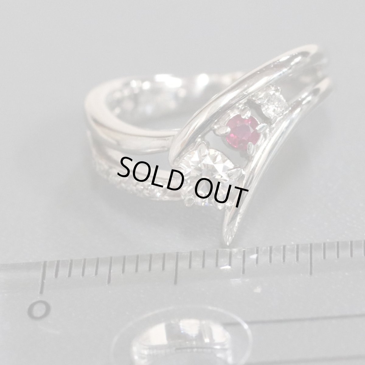 画像6: K18WGルビーダイヤモンドリング D0.32 D0.07 R0.11 7.0g (6)