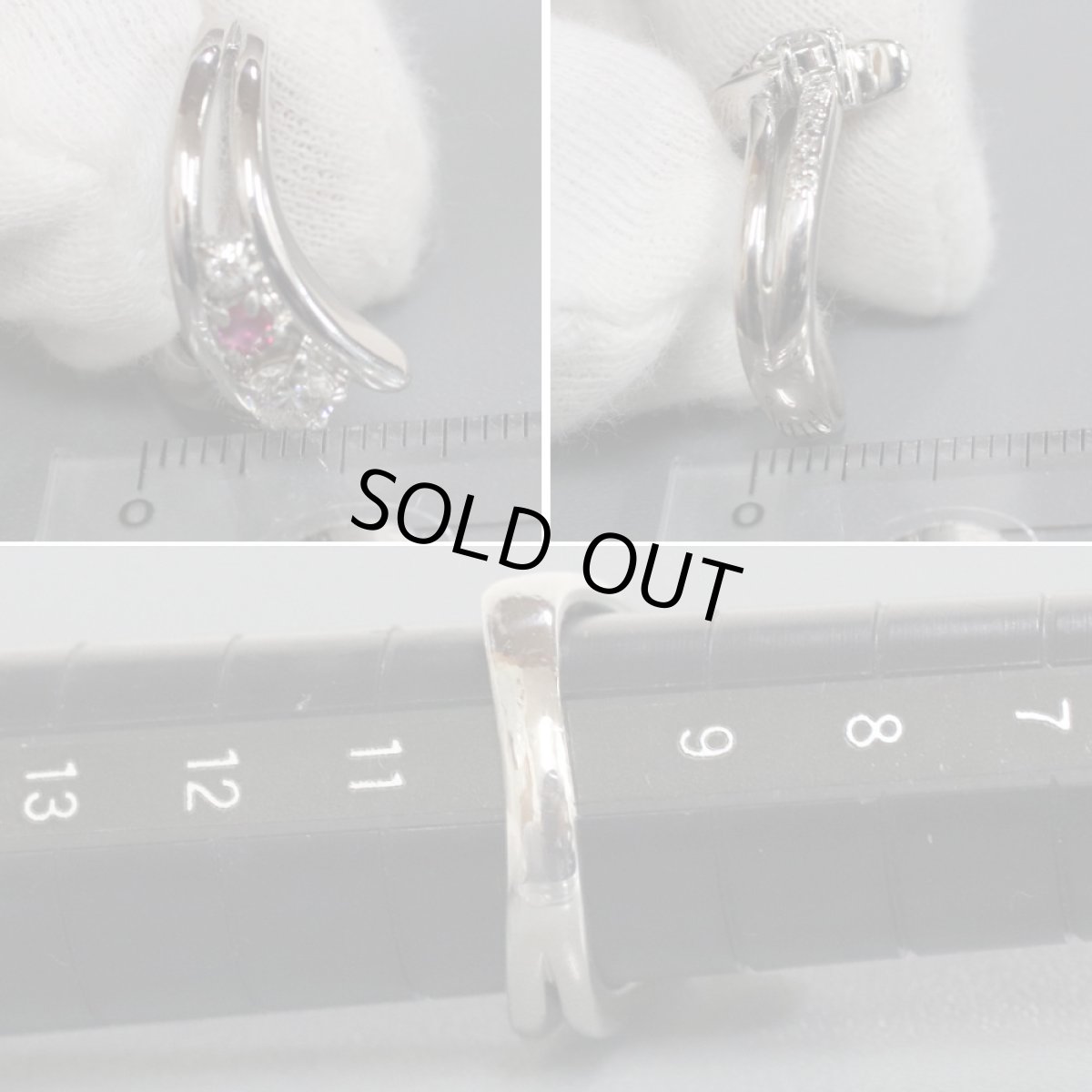 画像7: K18WGルビーダイヤモンドリング D0.32 D0.07 R0.11 7.0g (7)