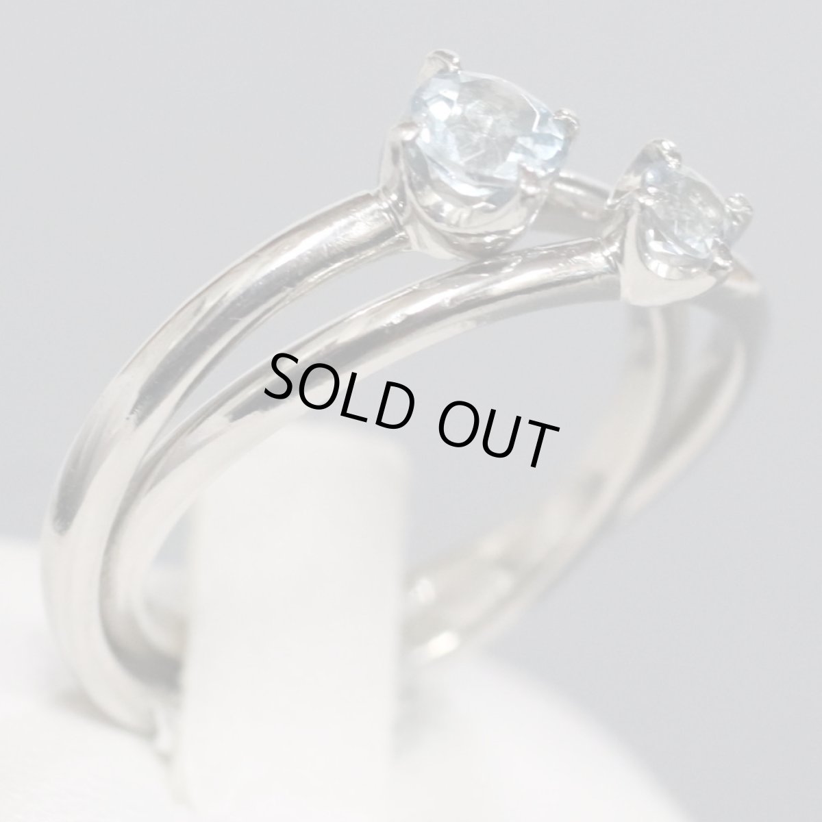 画像2: ヨンドシー Pt950アクアマリンリング 二連 #8 5.1g (2)