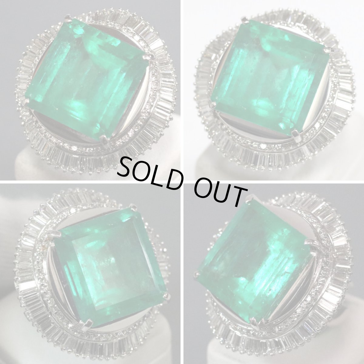 画像3: Pt900エメラルドリング E29.38 D4.37 #13.5 41.79g (3)