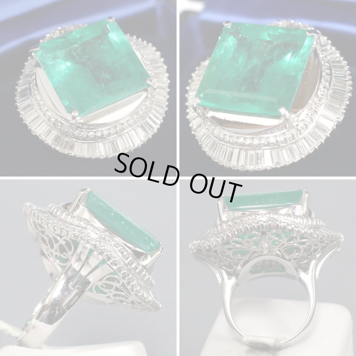 画像4: Pt900エメラルドリング E29.38 D4.37 #13.5 41.79g (4)