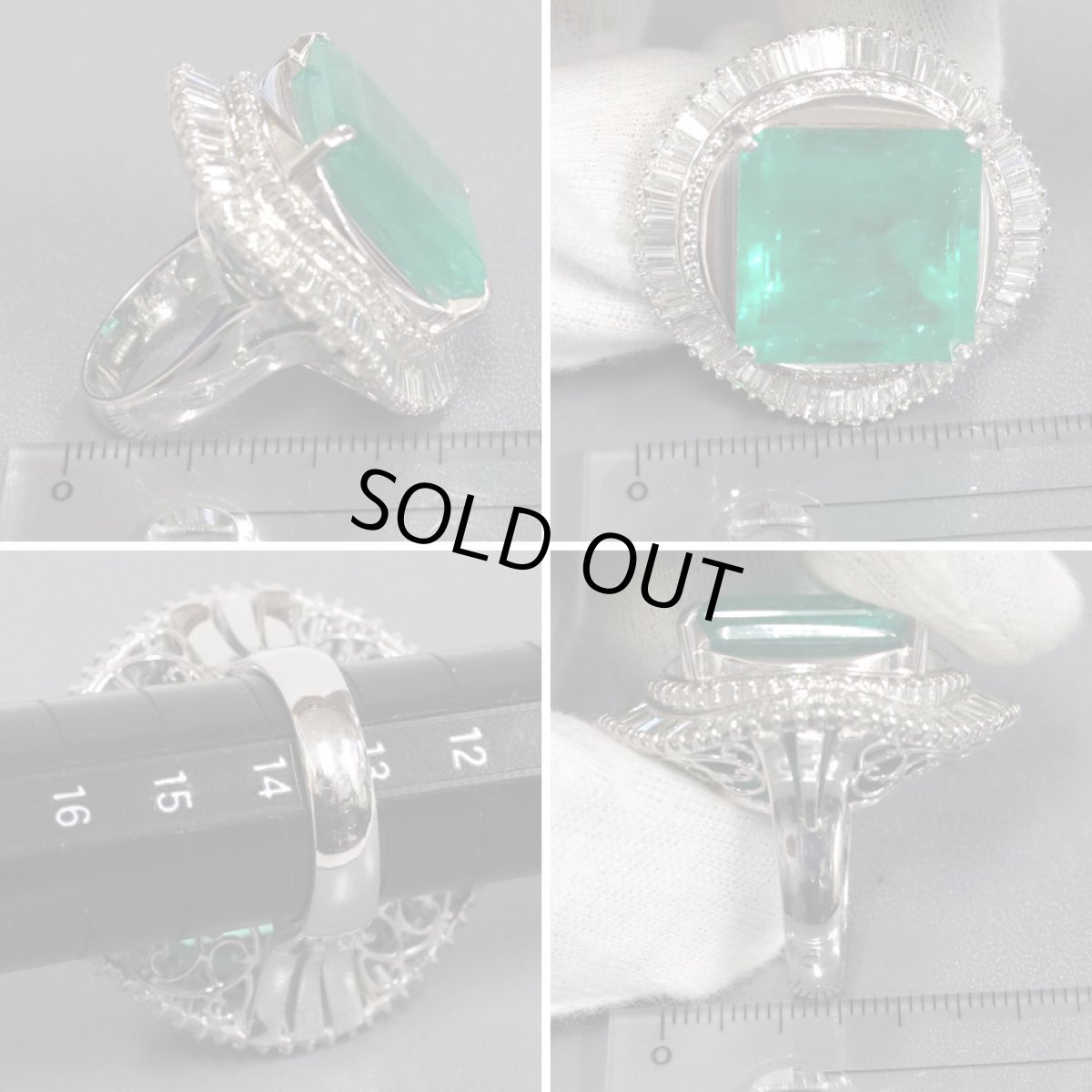 画像8: Pt900エメラルドリング E29.38 D4.37 #13.5 41.79g (8)