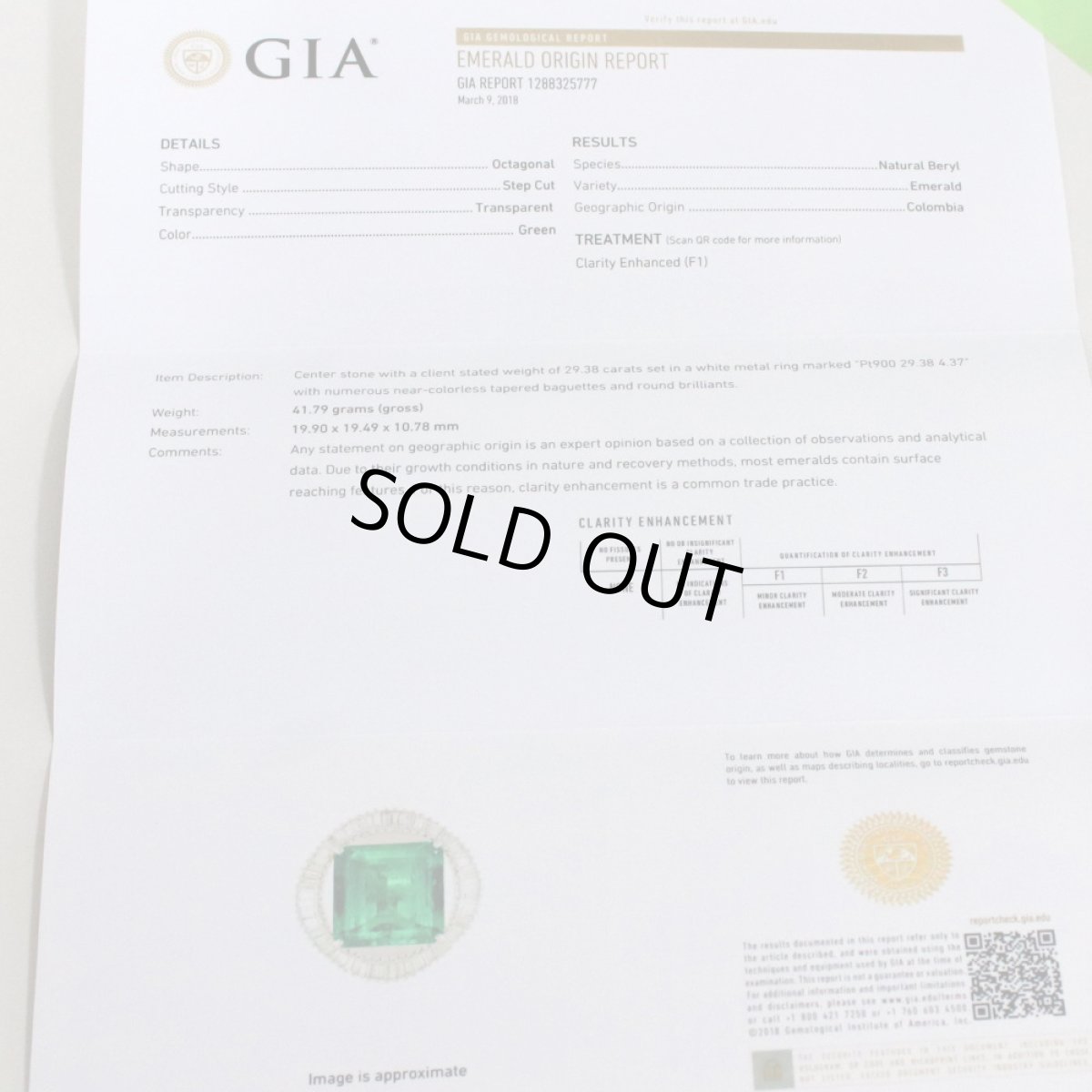 画像9: Pt900エメラルドリング E29.38 D4.37 #13.5 41.79g (9)