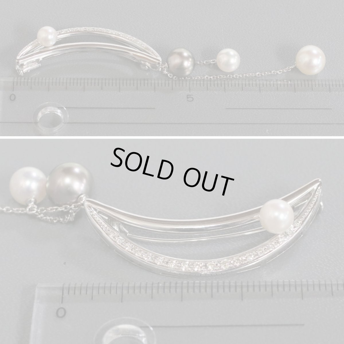 画像9: K18WGパールブローチ D0.19 8.8g (9)