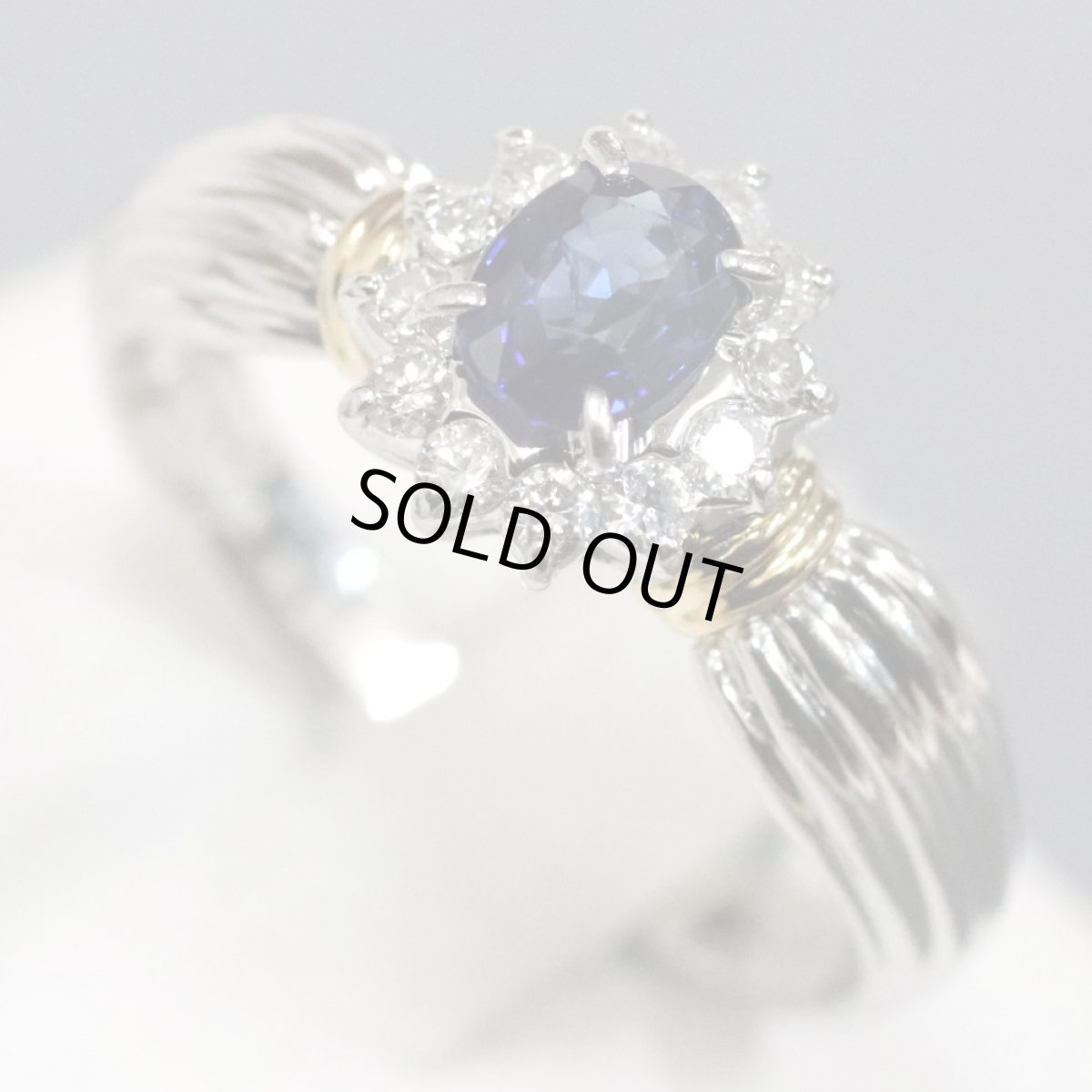 画像2: Pt900/K18サファイアリング S0.50 D0.20 #13 5.0g (2)