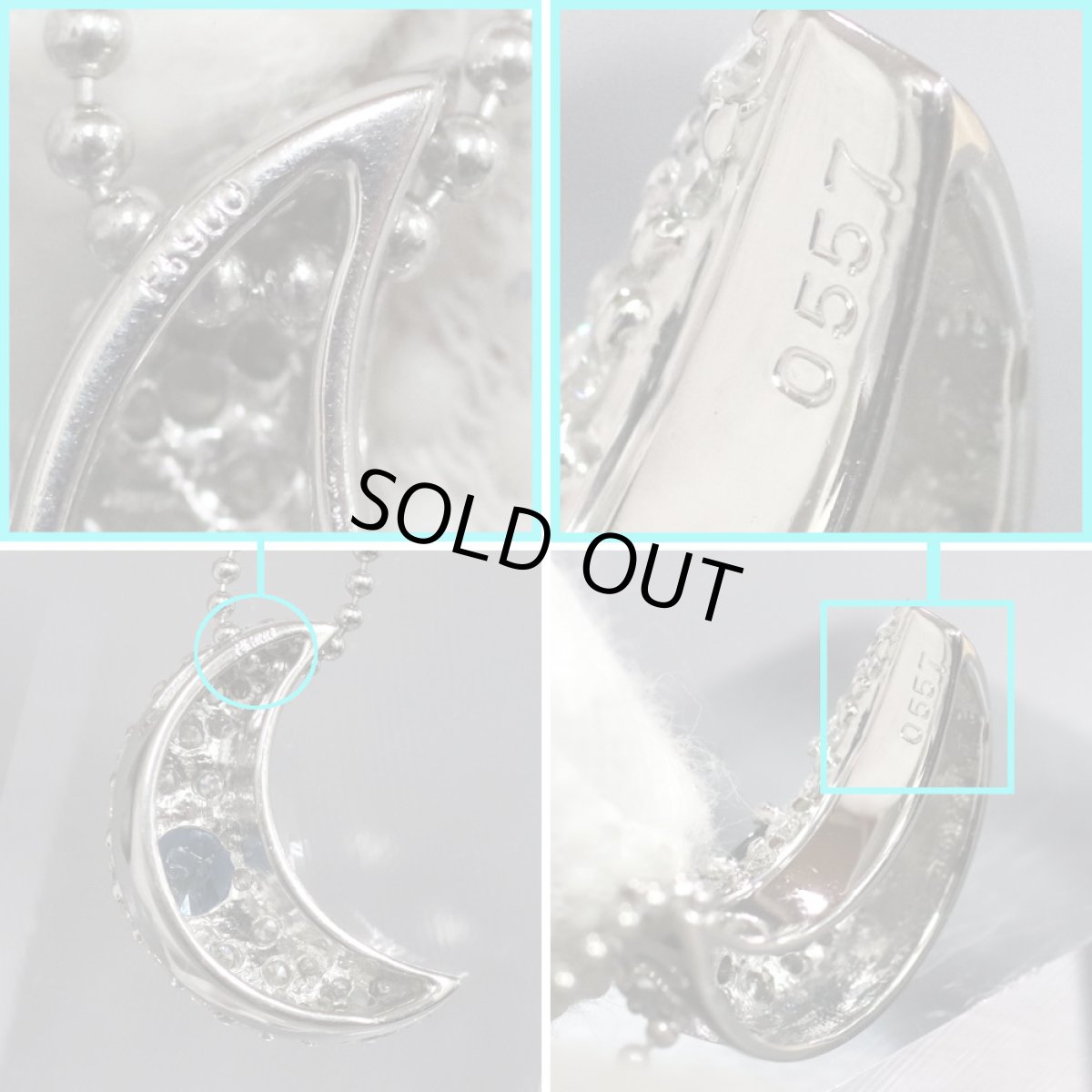 画像6: Pt900/Pt850 サファイアダイヤモンドペンダント S0.557 D0.74 8.5g 月 ソーティング (6)