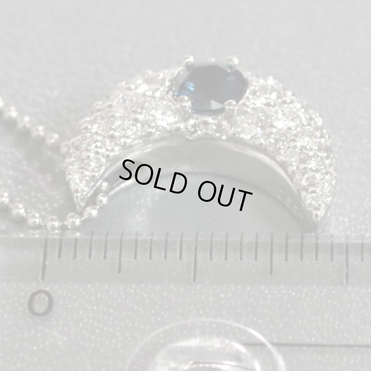 画像9: Pt900/Pt850 サファイアダイヤモンドペンダント S0.557 D0.74 8.5g 月 ソーティング (9)