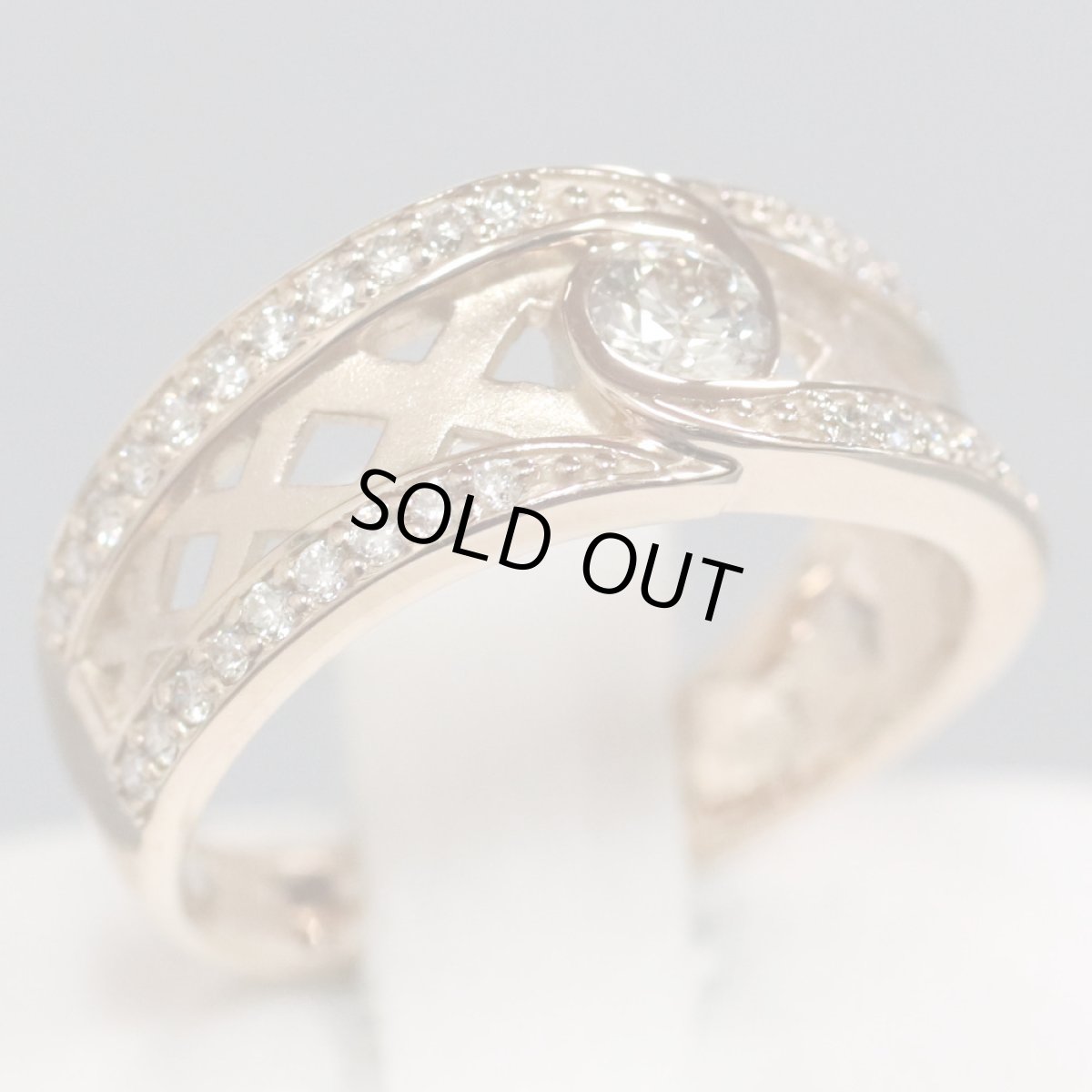 画像2: K18PGダイヤモンドリング D0.13 D0.22 4.2g #9 艶消し (2)