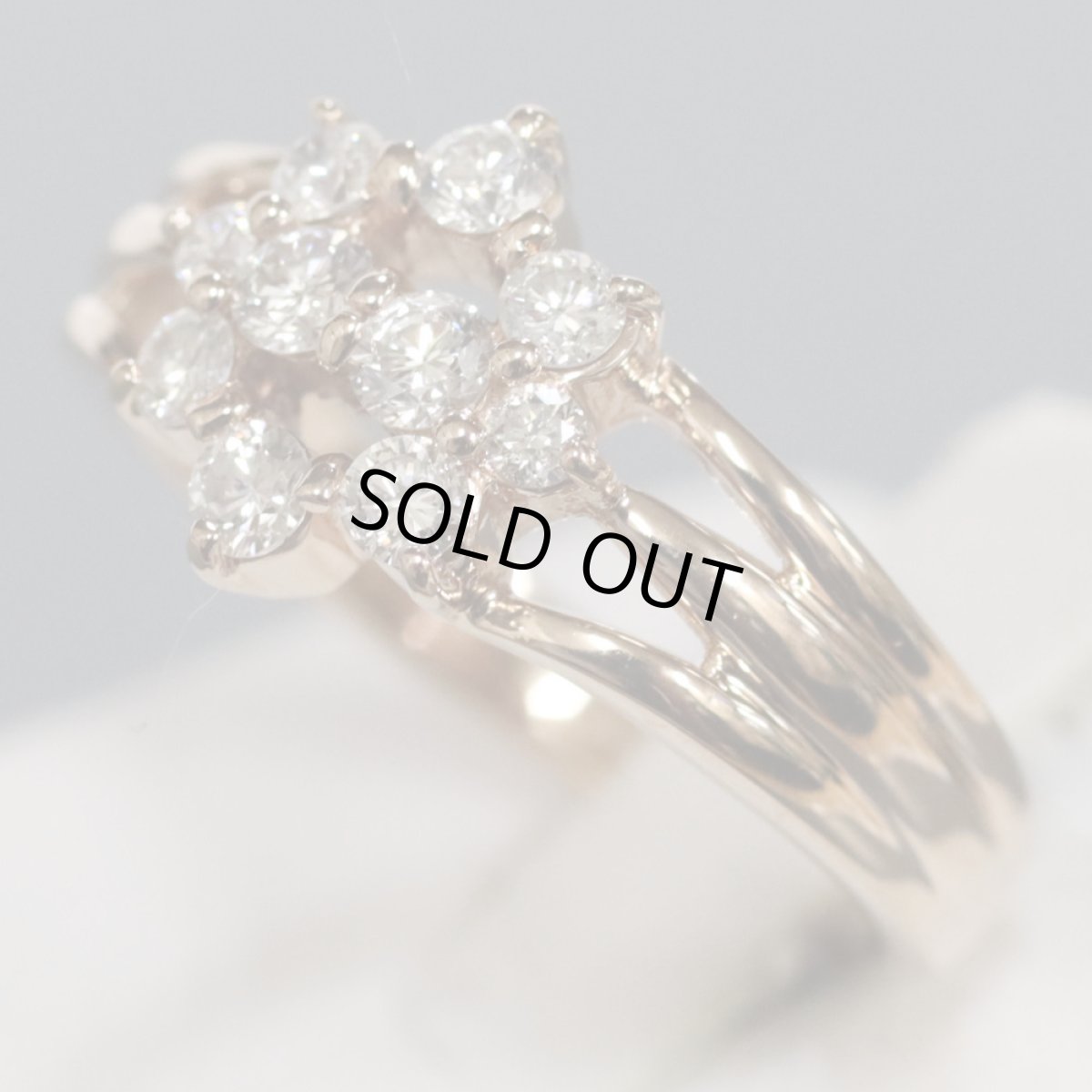 画像2: K18ダイヤモンドリング D0.50 4.7g #12 フラワーモチーフ ピンクゴールド (2)