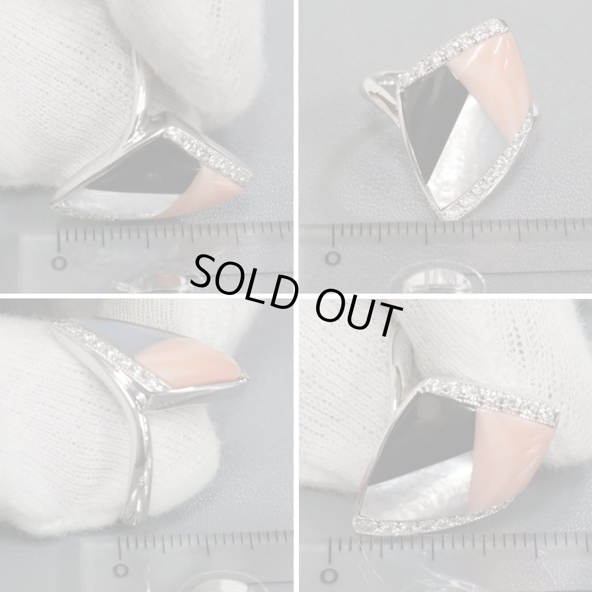 画像10: K18WGシェルオニキスサンゴリング D0.21 7.7g #12 (10)