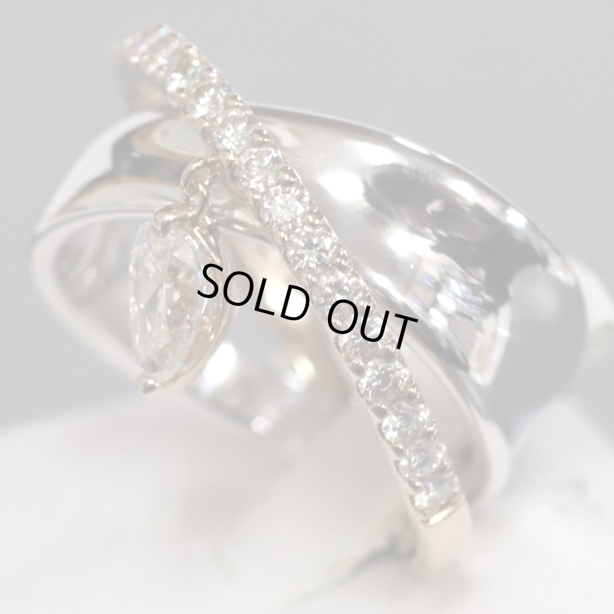 画像2: ハナイユキコ K18WG/PGペアシェイプカットダイヤモンドリング 0.501 0.421 9.2g #13 (2)