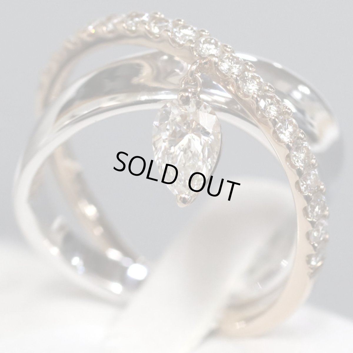 画像5: ハナイユキコ K18WG/PGペアシェイプカットダイヤモンドリング 0.501 0.421 9.2g #13 (5)