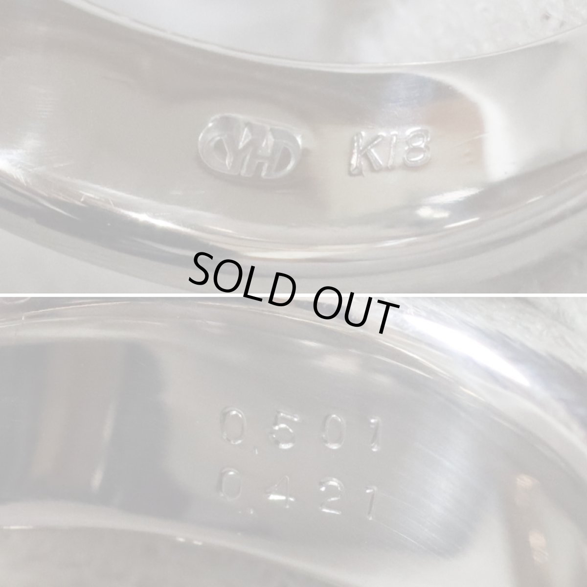 画像7: ハナイユキコ K18WG/PGペアシェイプカットダイヤモンドリング 0.501 0.421 9.2g #13 (7)