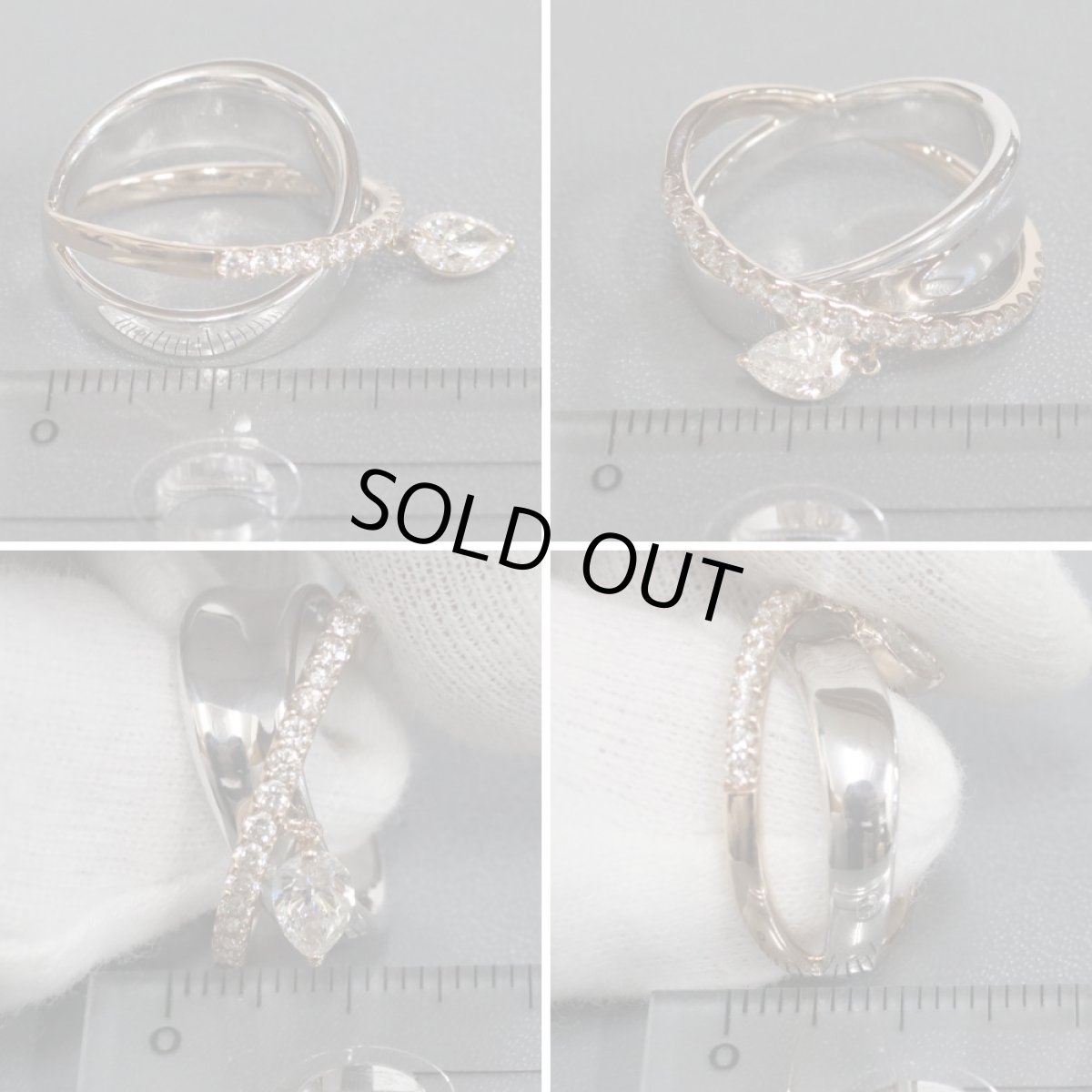 画像9: ハナイユキコ K18WG/PGペアシェイプカットダイヤモンドリング 0.501 0.421 9.2g #13 (9)