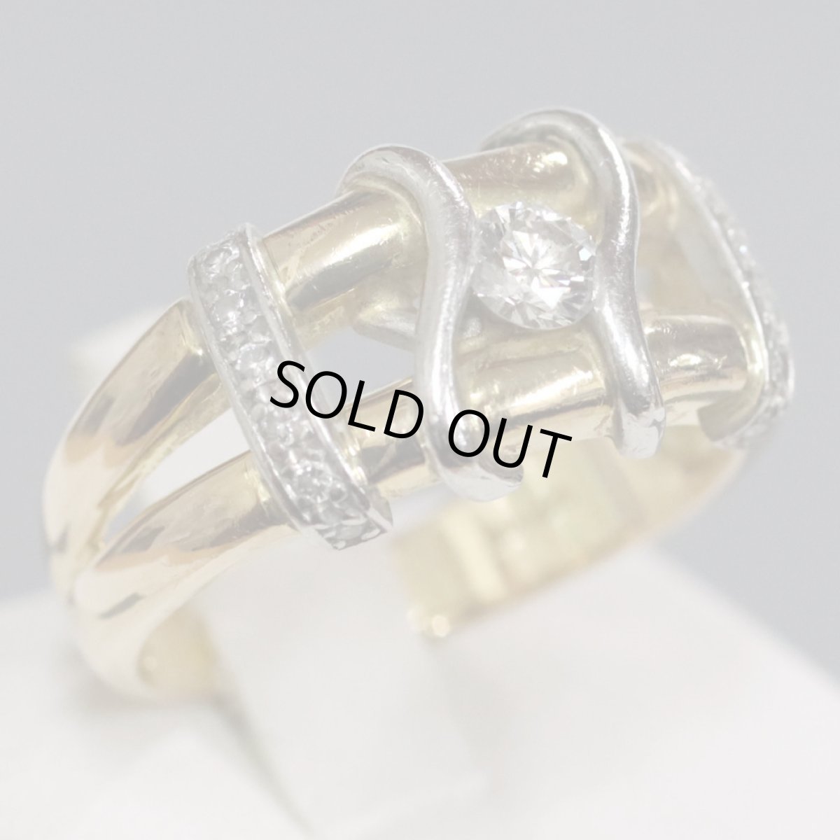 画像1: ランバン 750/Pt900コンビダイヤモンドリング 0.20 0.12 6.9g #14 (1)