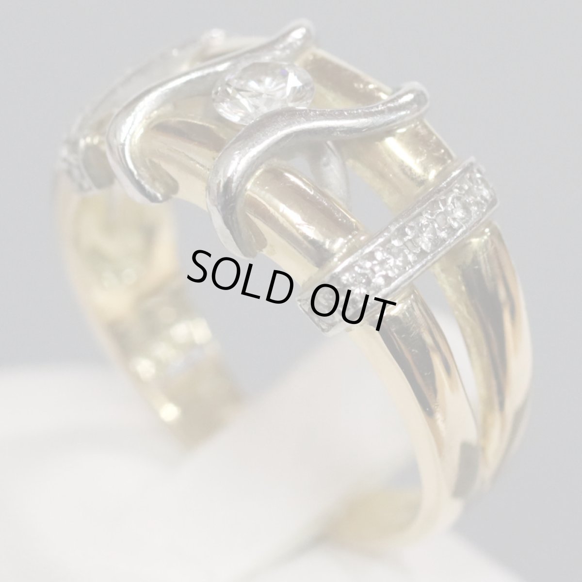 画像2: ランバン 750/Pt900コンビダイヤモンドリング 0.20 0.12 6.9g #14 (2)