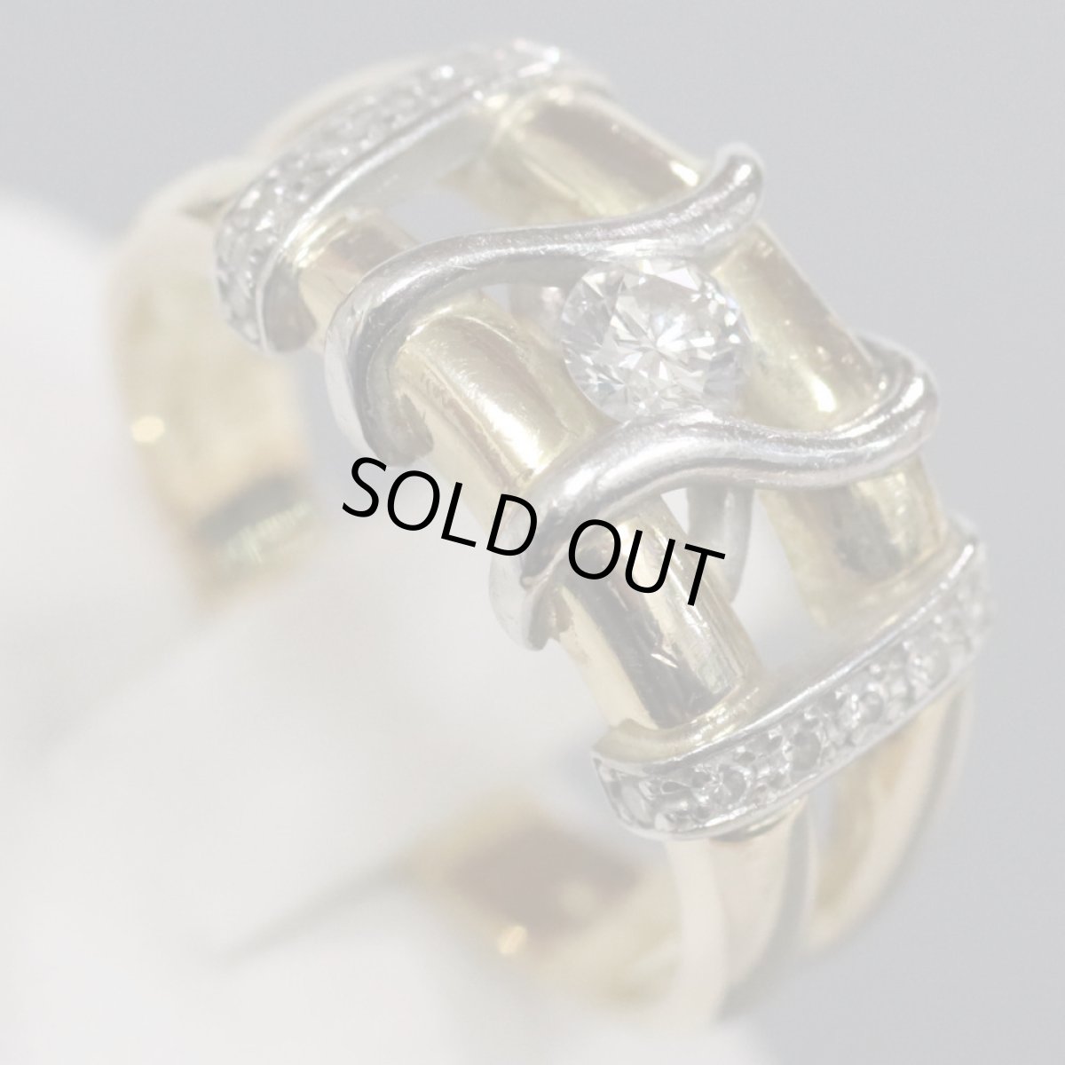 画像3: ランバン 750/Pt900コンビダイヤモンドリング 0.20 0.12 6.9g #14 (3)