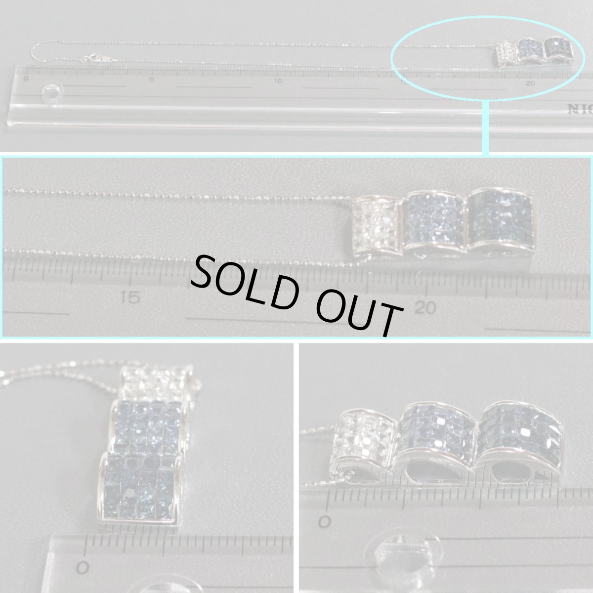 画像9: K18WGグラデーションサファイアペンダント S4.40 7.6g 40cm 鑑別書付き (9)