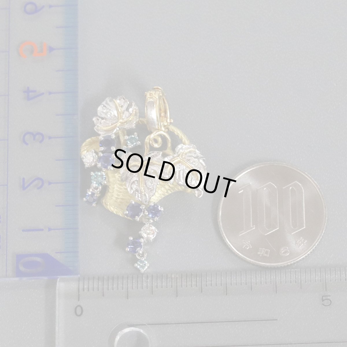 画像9: 石川暢子 Pt900/K18サファイアダイヤモンドペンダントトップ 葡萄モチーフ 13.0g (9)