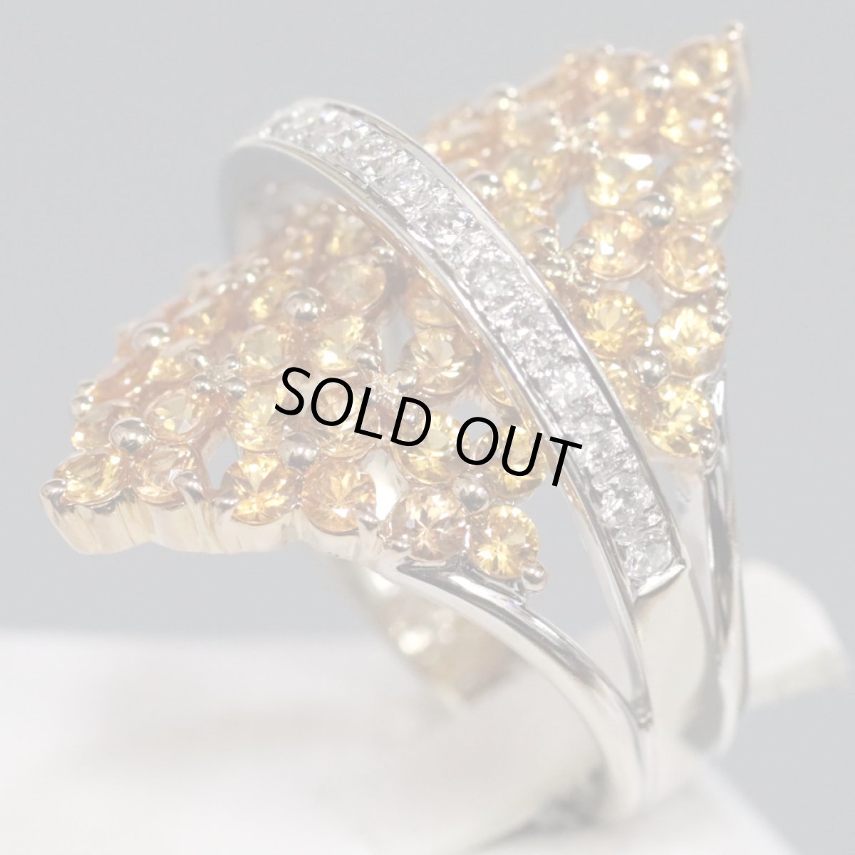 画像2: K18オレンジサファイアダイヤモンドリング S3.66 D0.37 13.1g #15.5 鑑別書 (2)