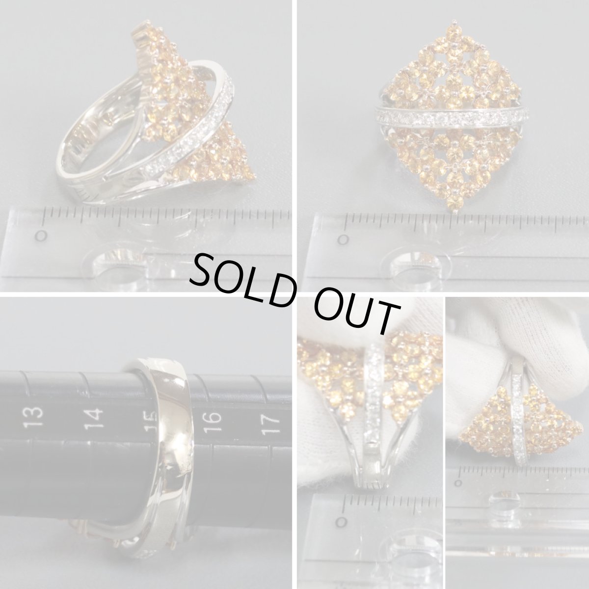 画像8: K18オレンジサファイアダイヤモンドリング S3.66 D0.37 13.1g #15.5 鑑別書 (8)