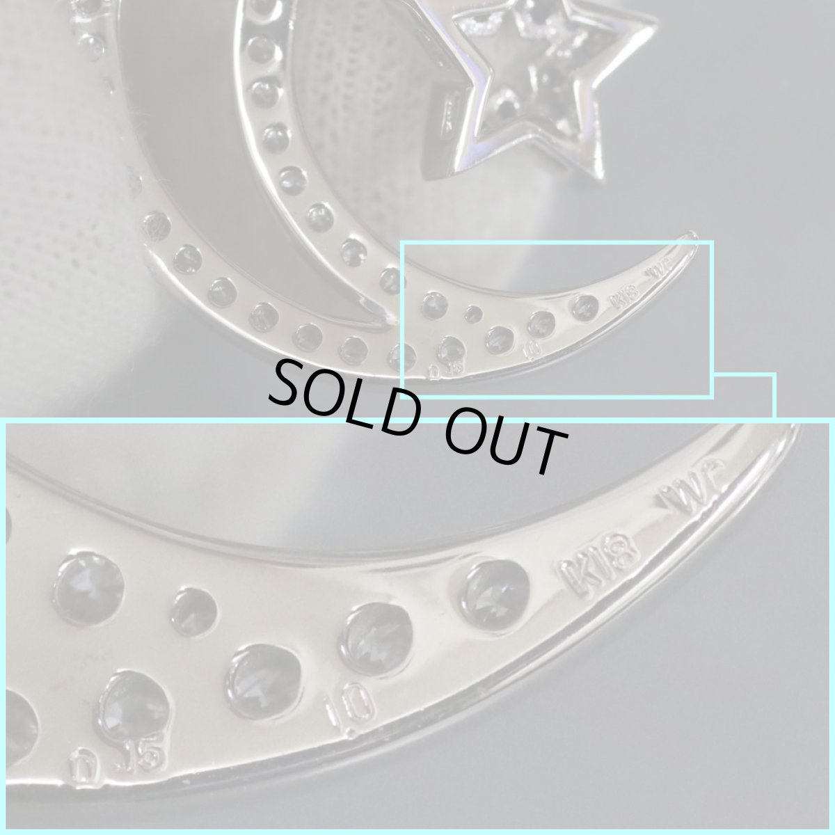 画像8: K18WGダイヤモンドサファイアブローチ D1.0 S0.15 6.0g (8)