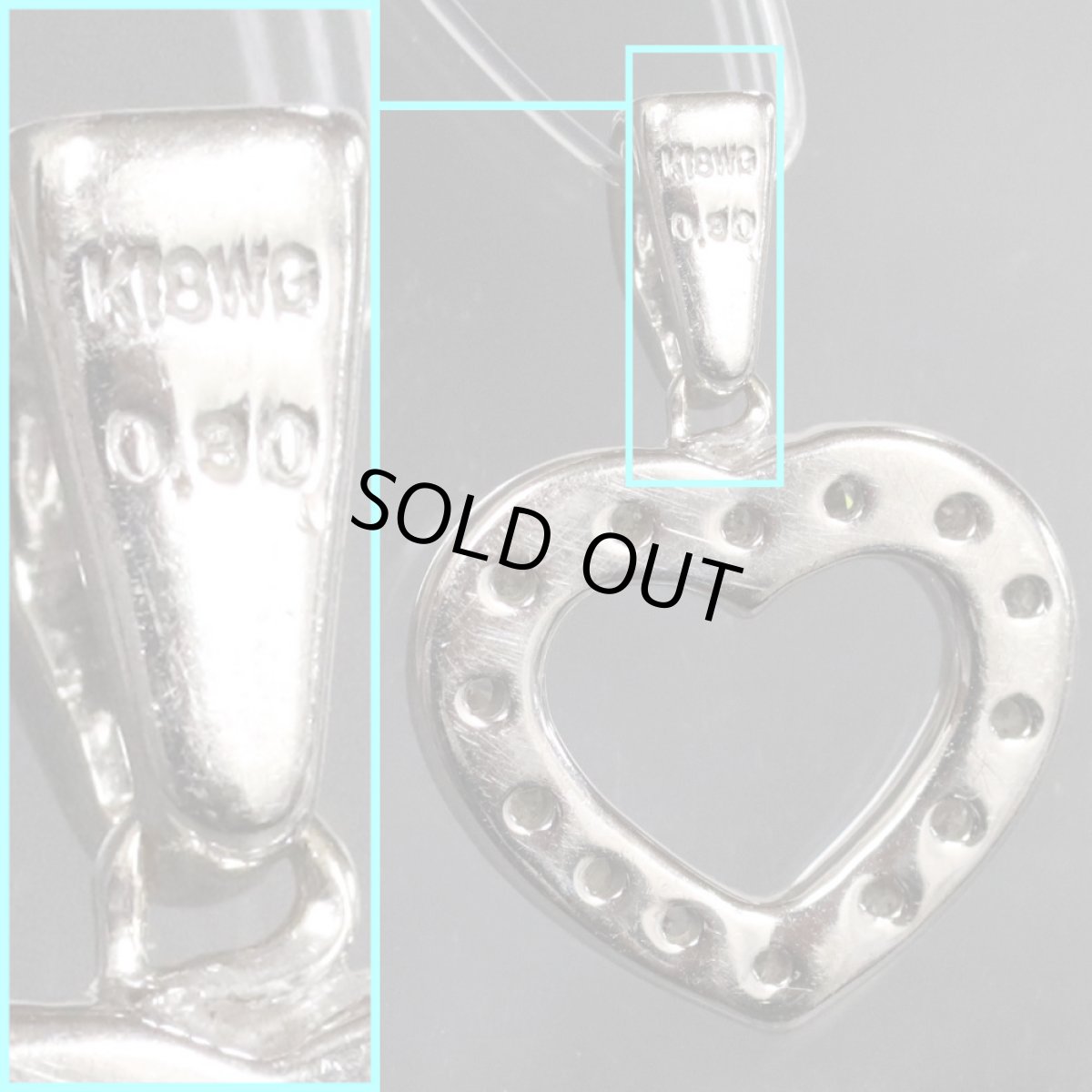 画像5: K18WGダイヤモンドペンダントトップ D0.30 2.0g (5)