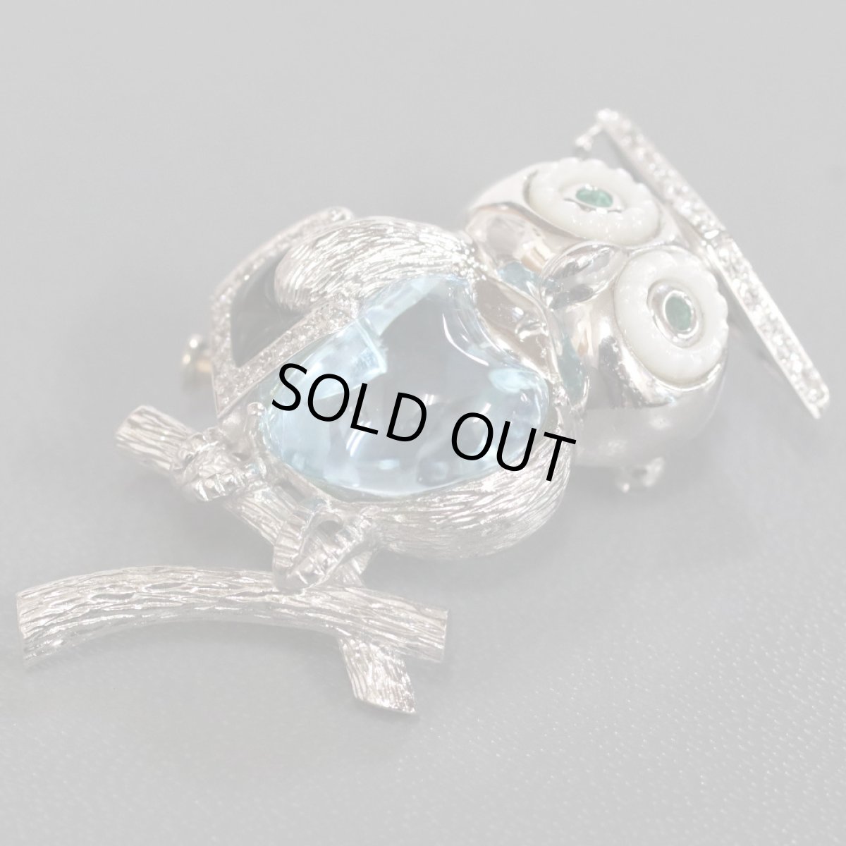 画像2: K18WG/K14ブルートパーズブローチ/ペンダントトップ フクロウモチーフ D0.20 E0.10 13.0g (2)