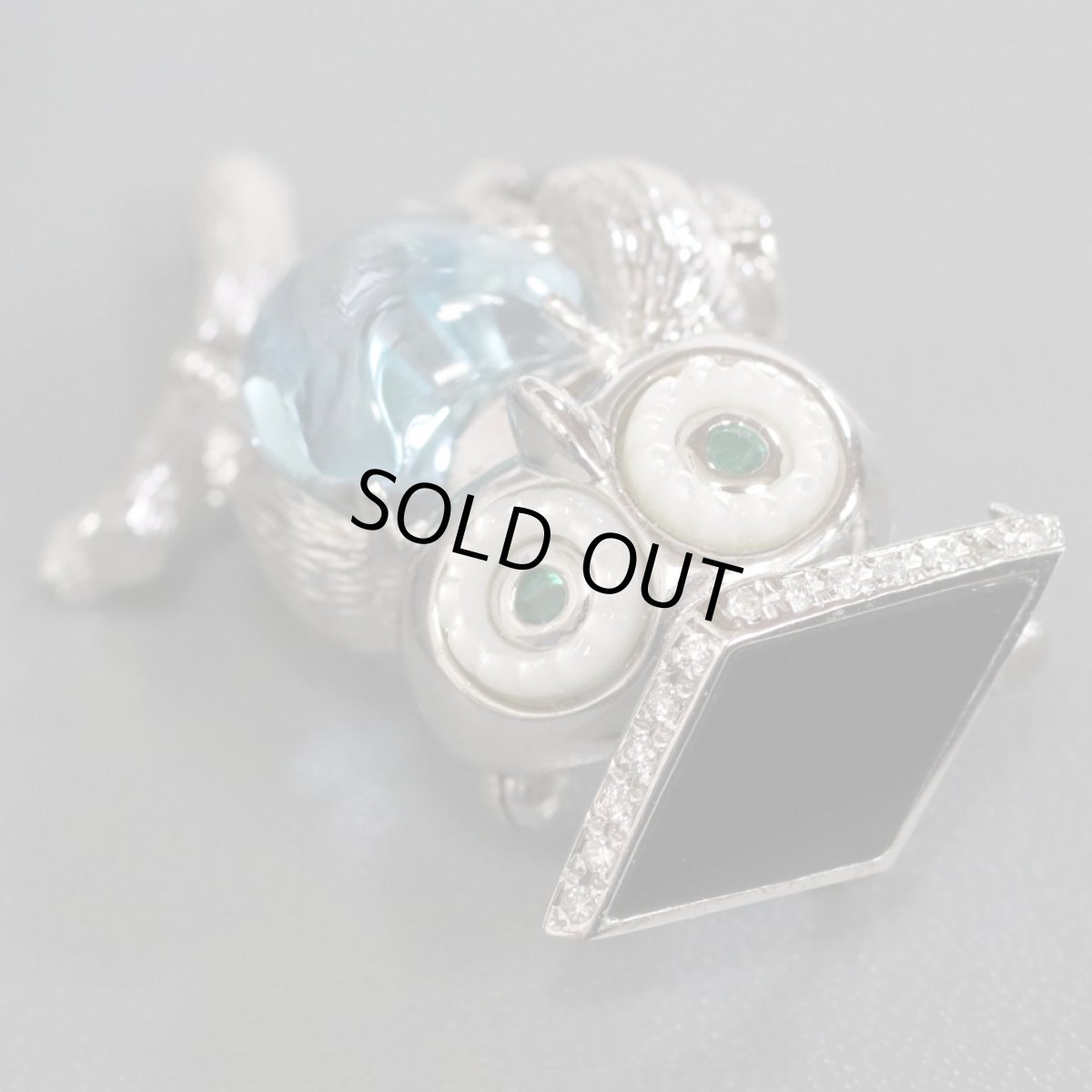 画像4: K18WG/K14ブルートパーズブローチ/ペンダントトップ フクロウモチーフ D0.20 E0.10 13.0g (4)