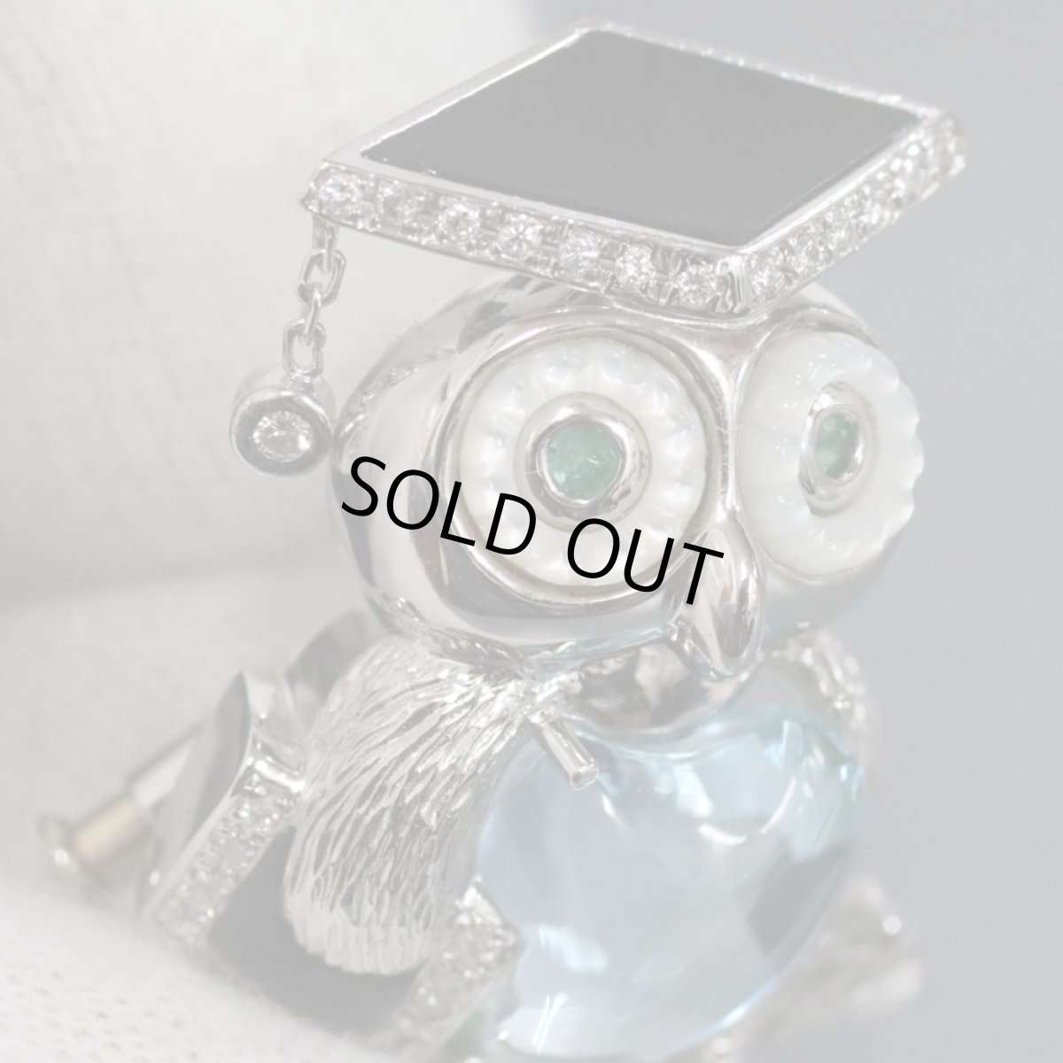 画像5: K18WG/K14ブルートパーズブローチ/ペンダントトップ フクロウモチーフ D0.20 E0.10 13.0g (5)