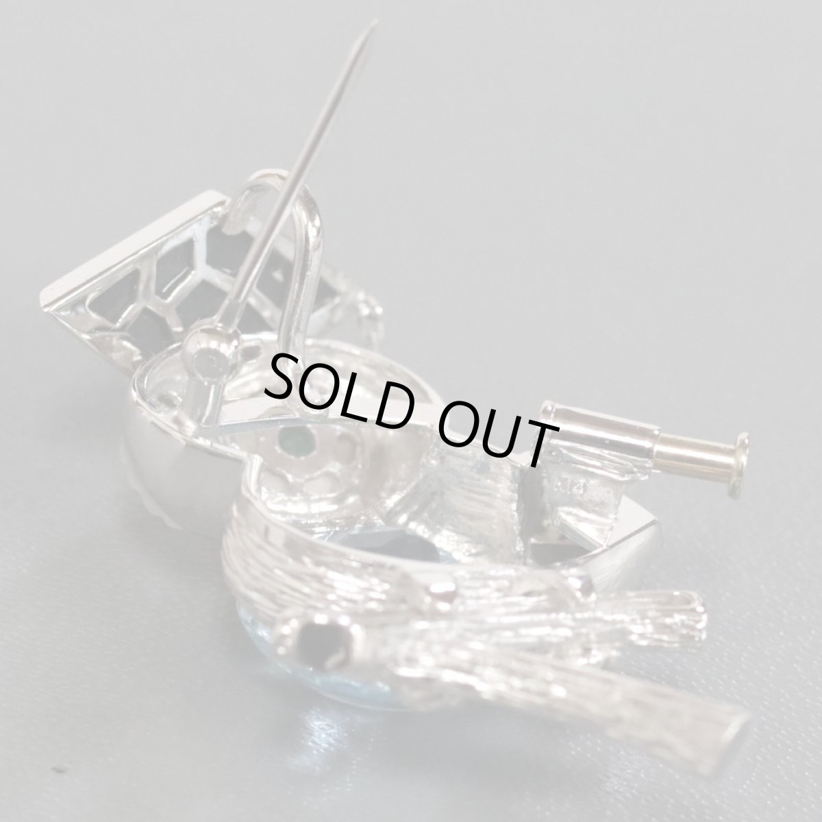 画像7: K18WG/K14ブルートパーズブローチ/ペンダントトップ フクロウモチーフ D0.20 E0.10 13.0g (7)