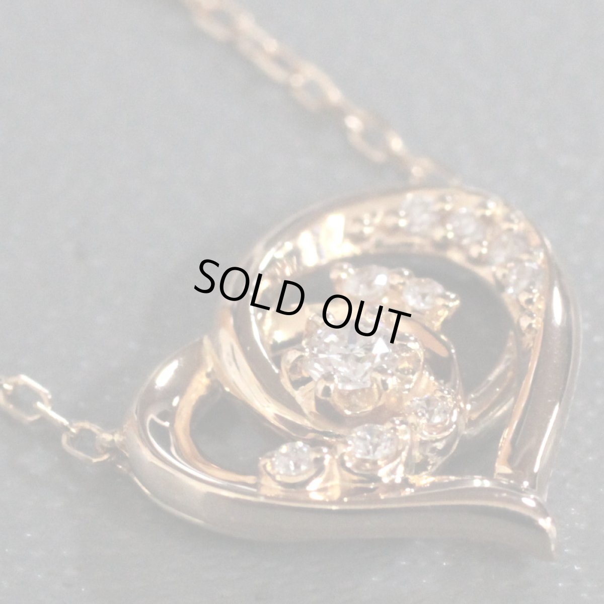 画像2: ヨンドシー K18PGダイヤモンドネックレス ハートモチーフ 2.2g (2)