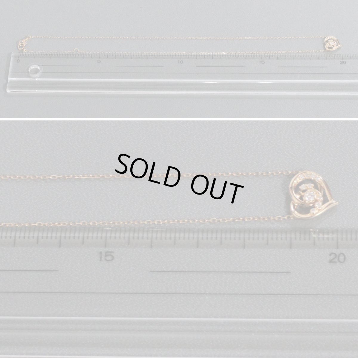 画像7: ヨンドシー K18PGダイヤモンドネックレス ハートモチーフ 2.2g (7)