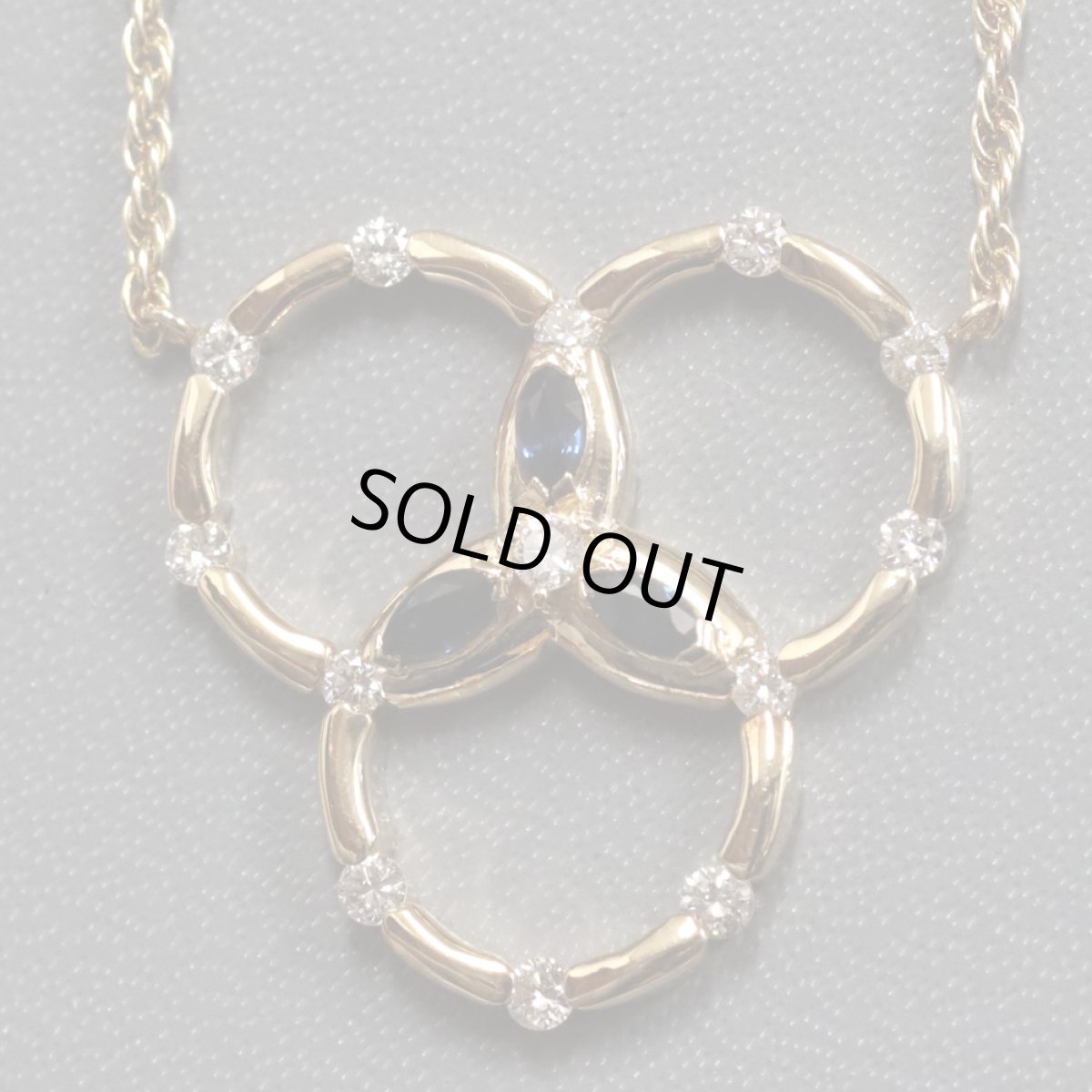 画像2: K18サファイアダイヤモンドネックレス S0.34 D0.45 8.7g (2)