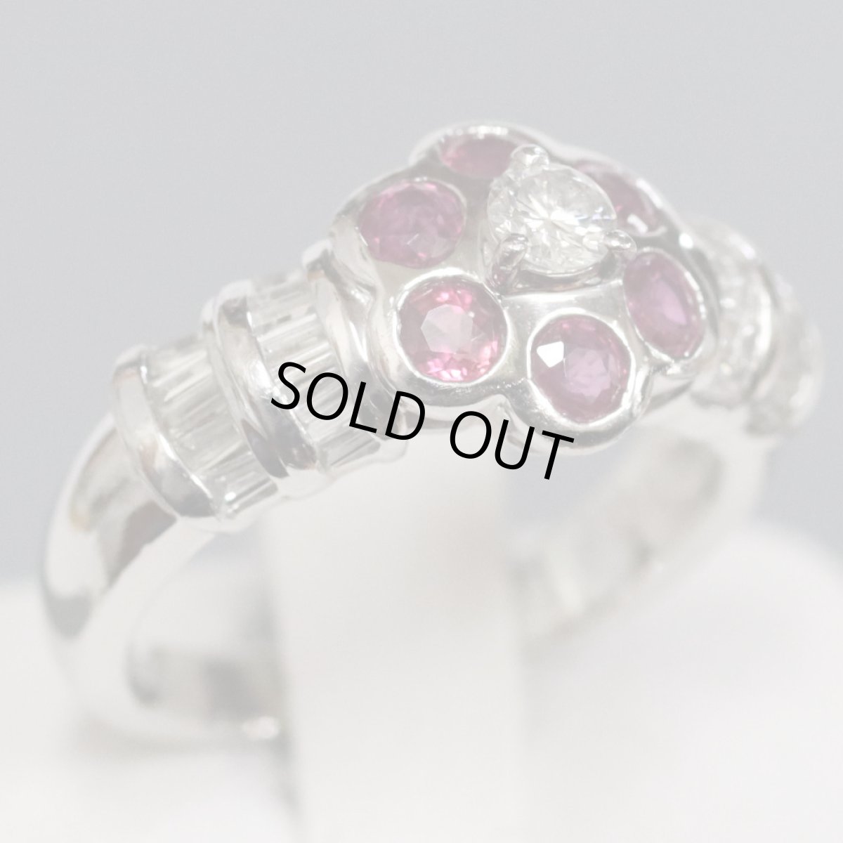 画像1: Pt900ルビーダイヤモンドリング R0.50 D0.55 7.3g #9 (1)