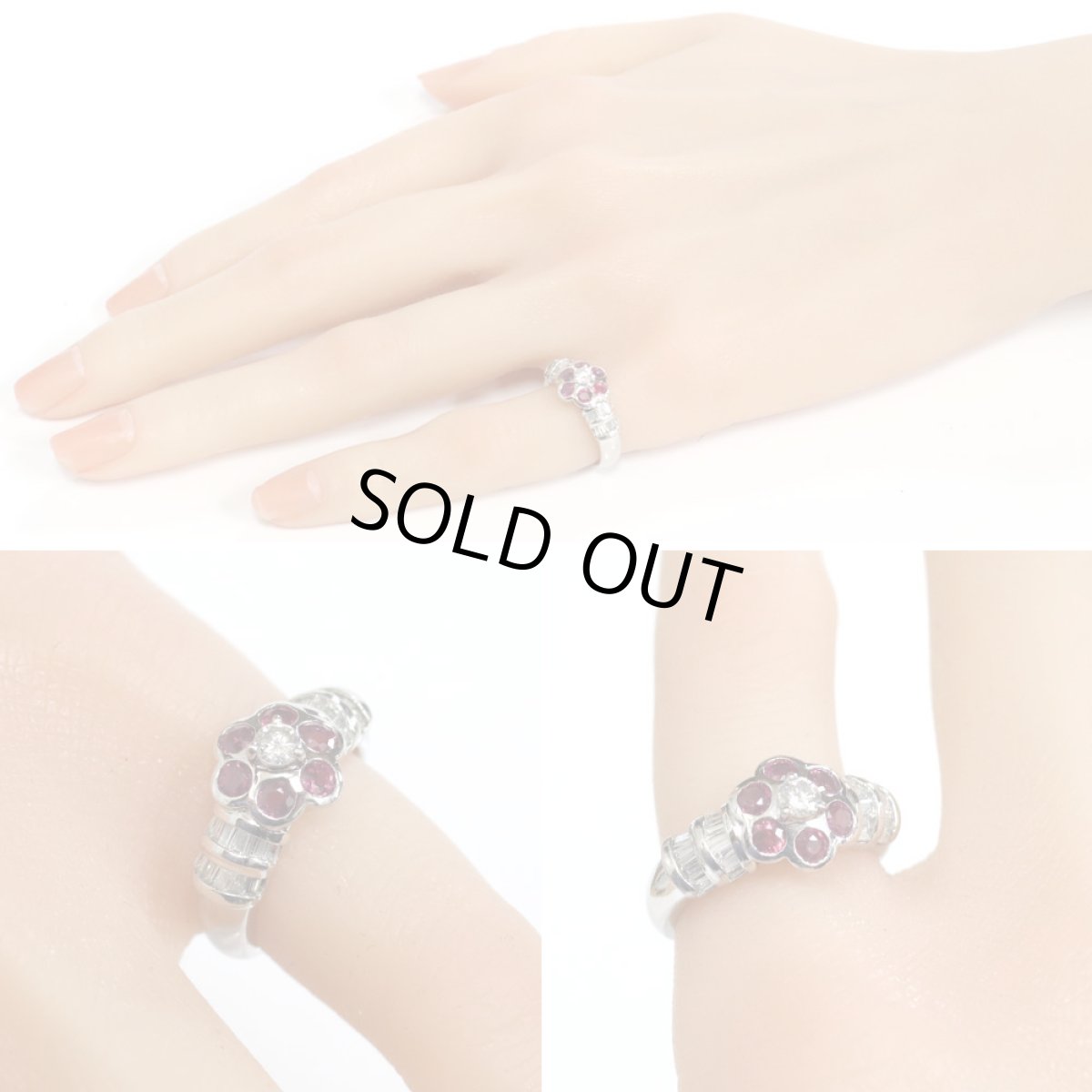 画像10: Pt900ルビーダイヤモンドリング R0.50 D0.55 7.3g #9 (10)