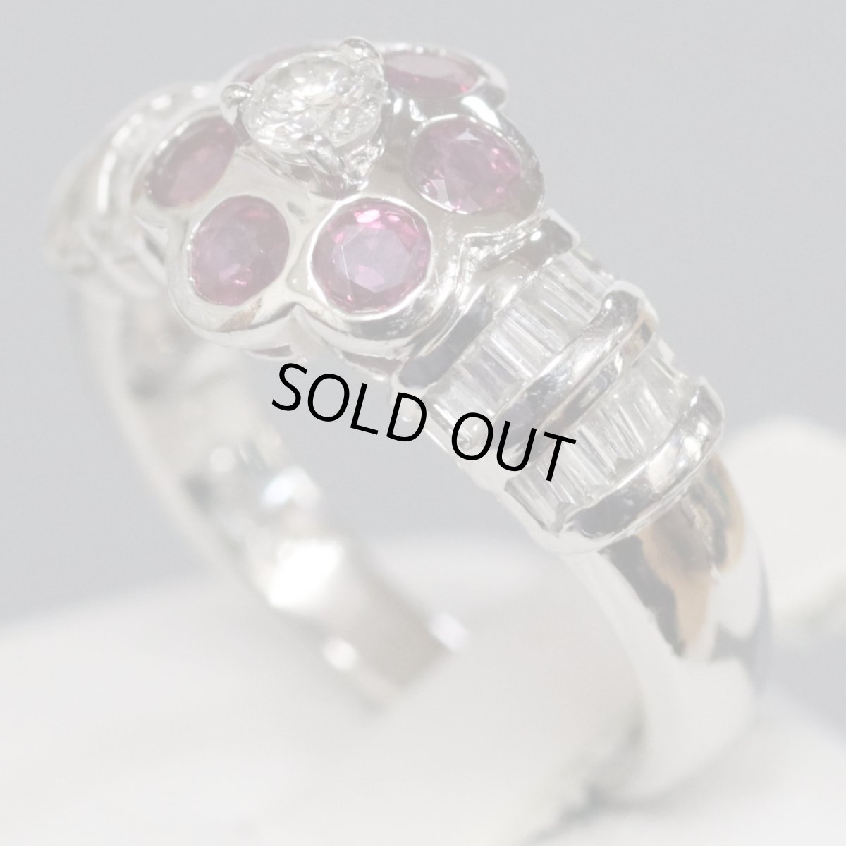 画像2: Pt900ルビーダイヤモンドリング R0.50 D0.55 7.3g #9 (2)