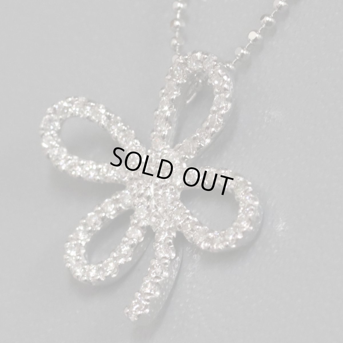 画像2: ヴァンドーム K18WGダイヤモンドネックレス クローバーモチーフ D0.26 3.8g (2)