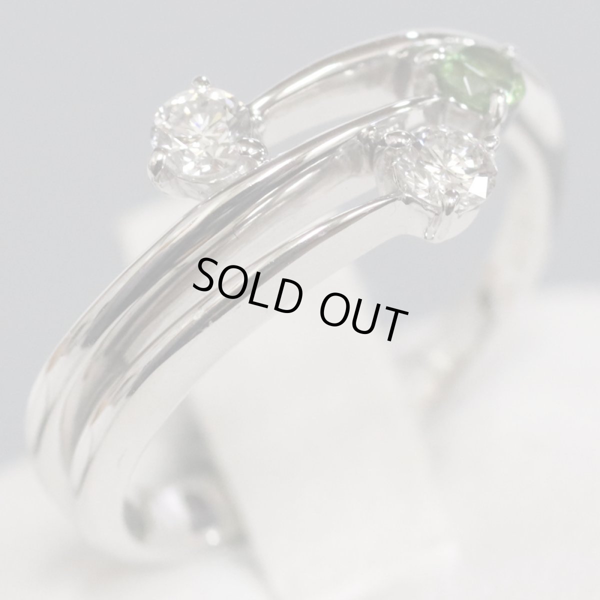 画像2: K18WGデマントイドガーネットダイヤモンドリング G0.10 D0.20 3.4g #9 (2)