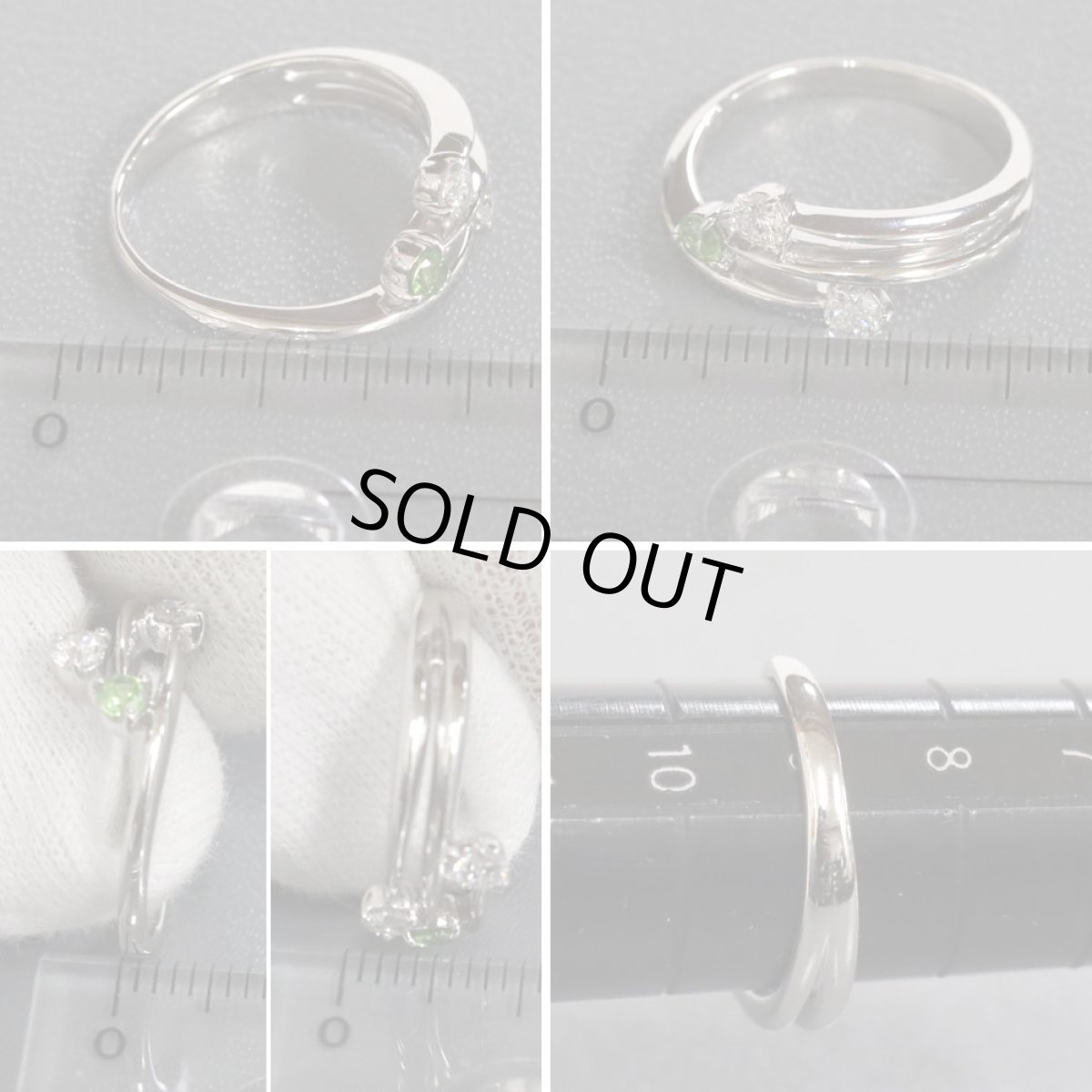 画像8: K18WGデマントイドガーネットダイヤモンドリング G0.10 D0.20 3.4g #9 (8)