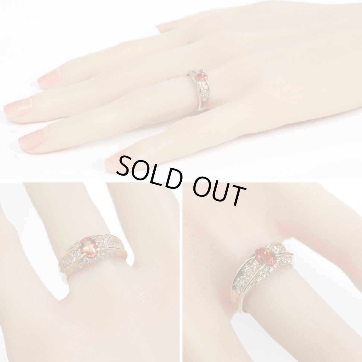 画像10: K18スペサタイトガーネットダイヤモンドリング G0.48 4.8g #12 (10)