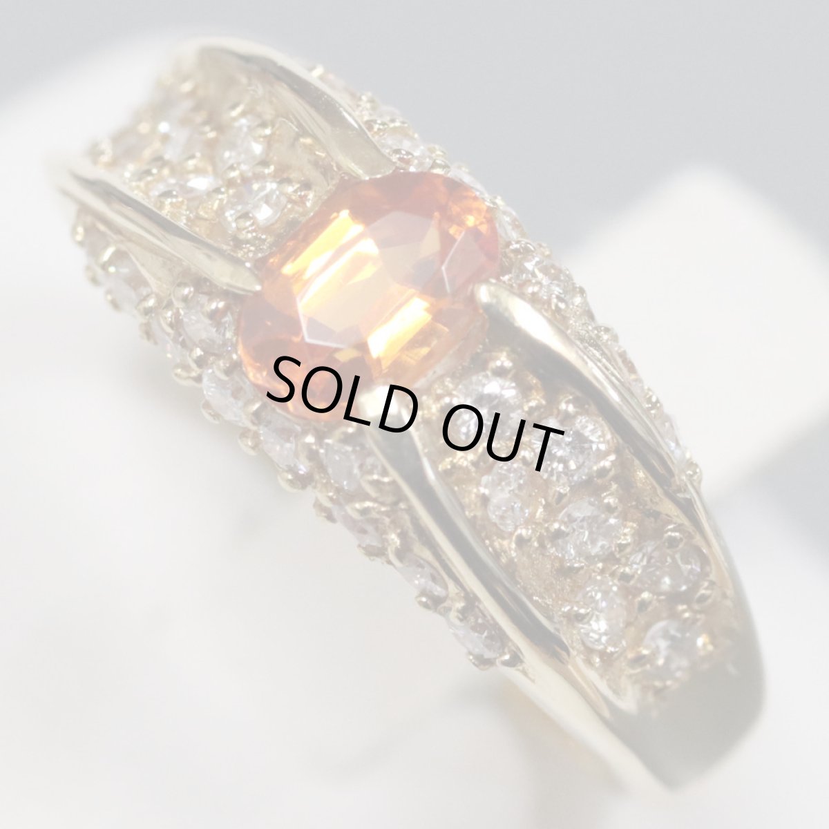 画像2: K18スペサタイトガーネットダイヤモンドリング G0.48 4.8g #12 (2)