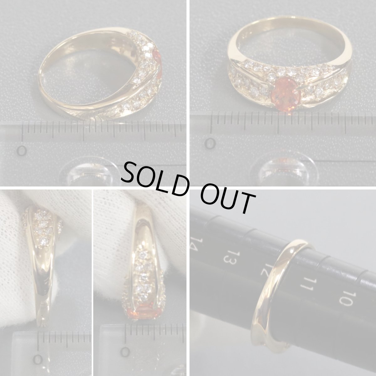 画像9: K18スペサタイトガーネットダイヤモンドリング G0.48 4.8g #12 (9)