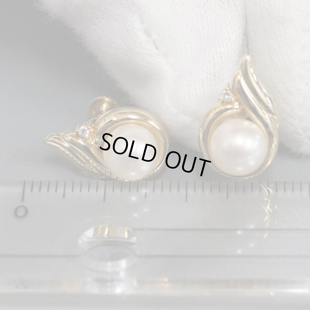 画像8: タサキ K18パールダイヤモンドイヤリング D0.01×2 4.9g (8)