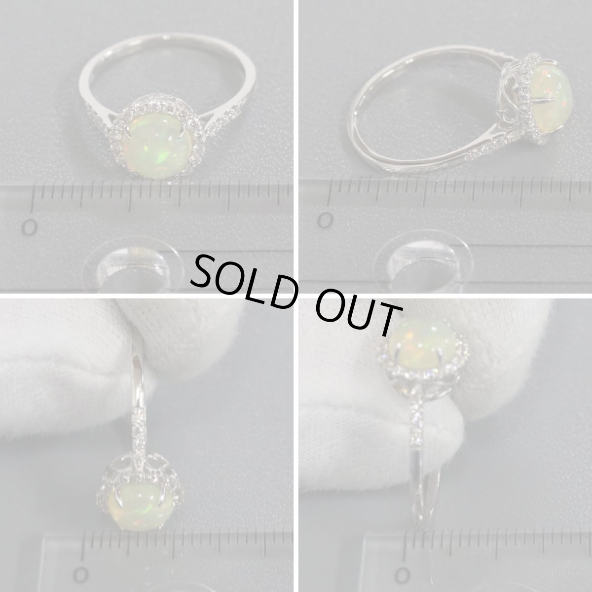 画像8: Pt900オパールダイヤモンドリング O0.86 D0.26 3.1g #12 (8)