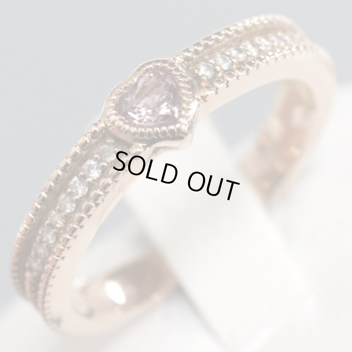 画像2: K18PGピンクサファイアダイヤモンドリング S0.282 D0.08 3.5g #12 (2)