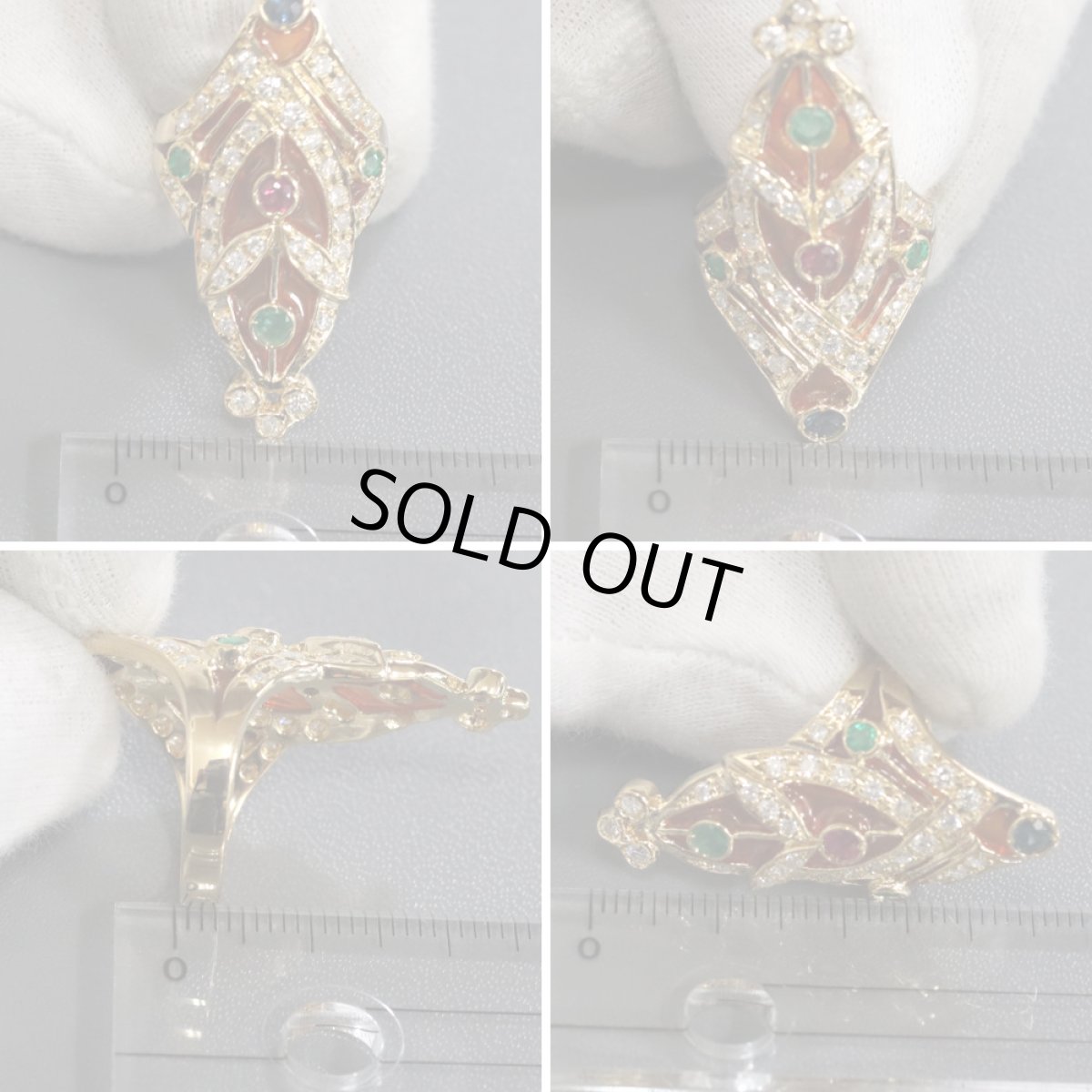 画像8: K18マルチカラーストーンリング 1.38 9.6g #11 (8)