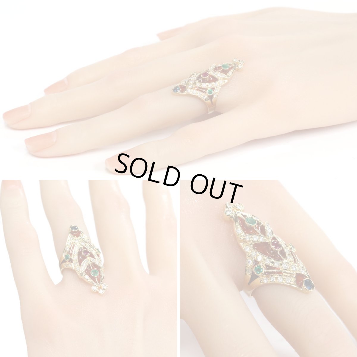 画像9: K18マルチカラーストーンリング 1.38 9.6g #11 (9)