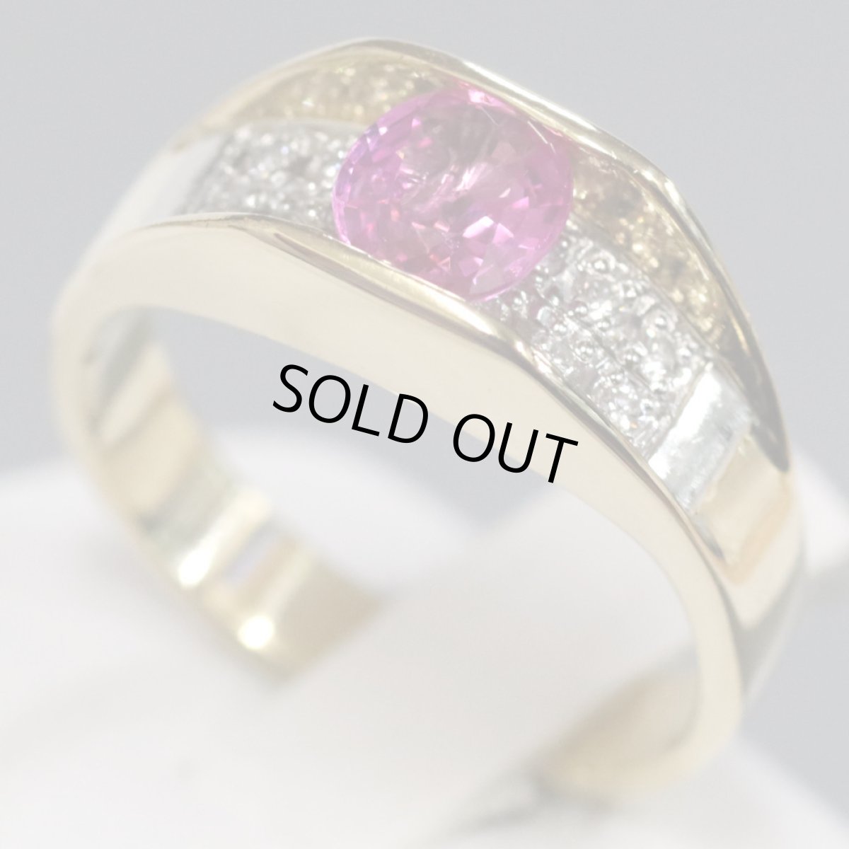 画像1: K18/Pt900ピンクサファイアダイヤモンドリング PS0.75 D0.13 5.2g #13 (1)
