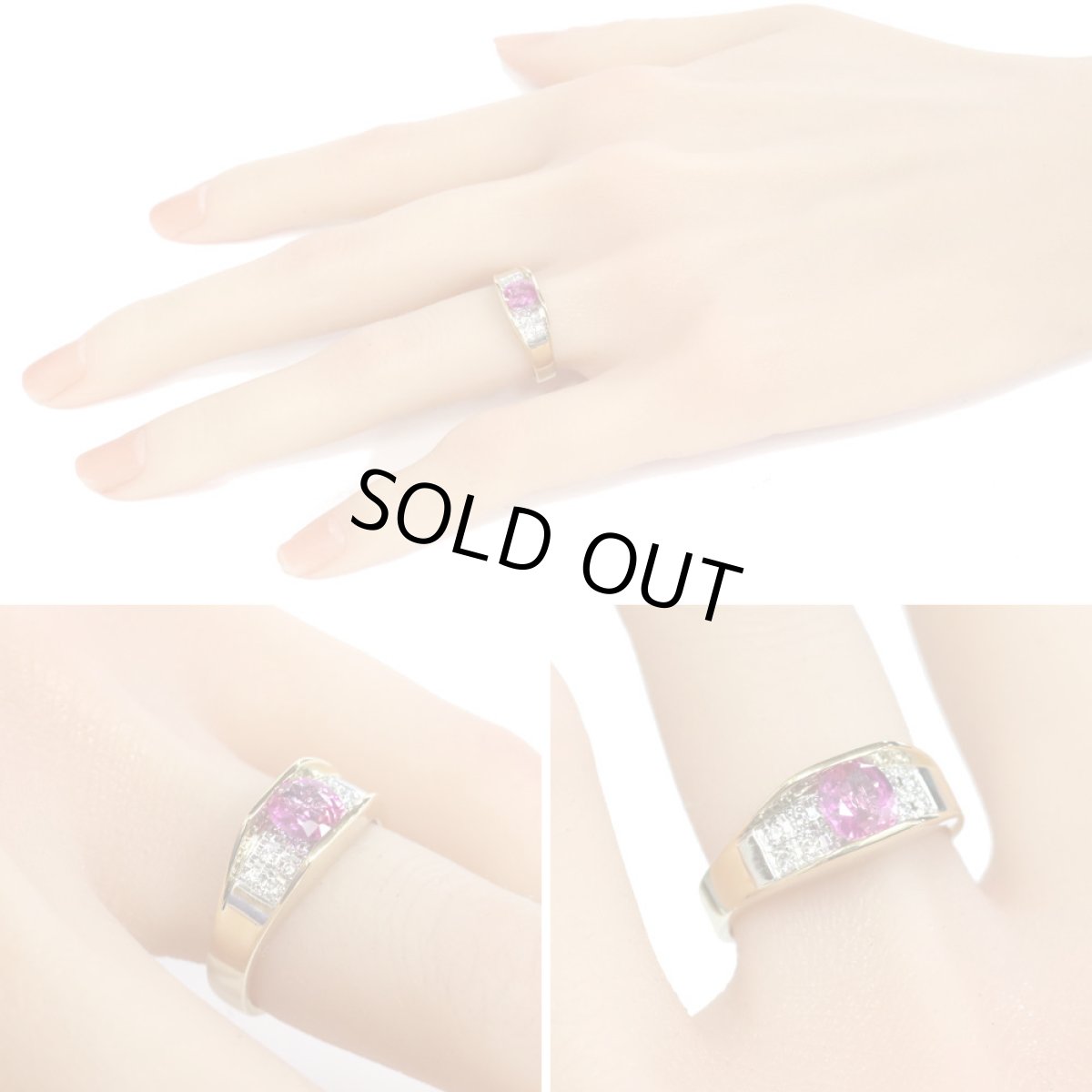 画像10: K18/Pt900ピンクサファイアダイヤモンドリング PS0.75 D0.13 5.2g #13 (10)